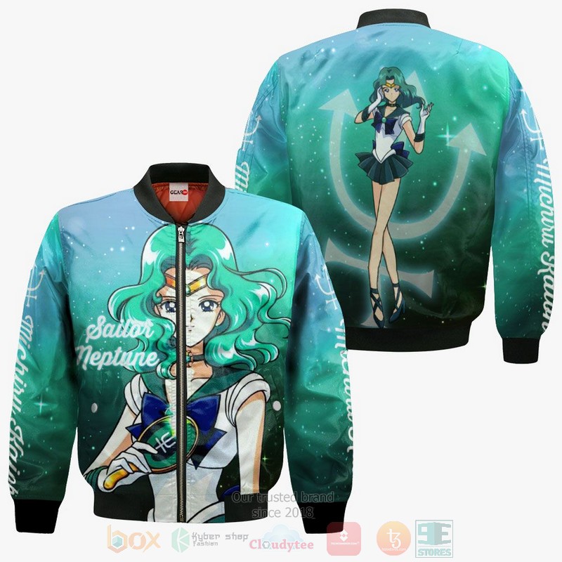 Sailor Neptune Michiru Kaioh Sailor Moon Anime 3D Hoodie Bomber Jacket 1 2 3