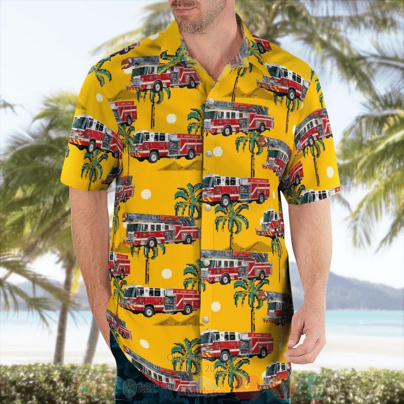 BEST Saint Augustine, Florida, St. Johns County Fire Rescue 3D Aloha Shirt word3