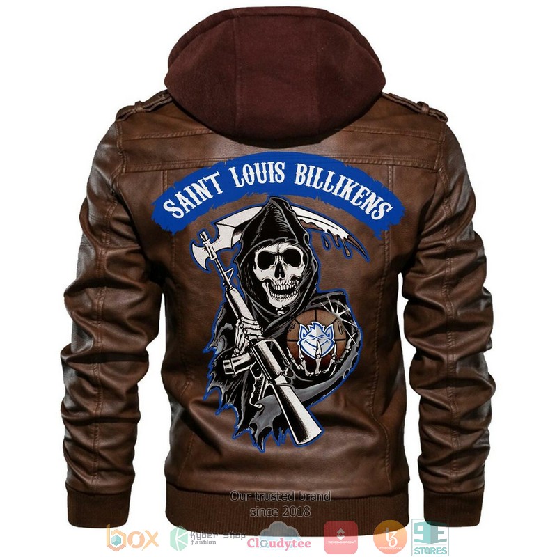 Saint Louis Billikens NCAA Basketball Brown Leather Jacket