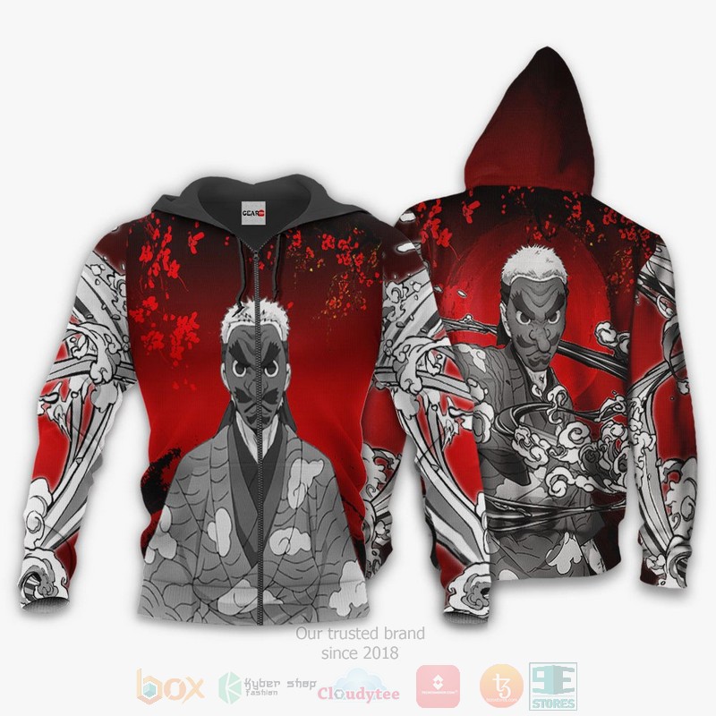 Sakonji Urokodaki Custom Kimetsu Anime Red 3D Hoodie Bomber Jacket