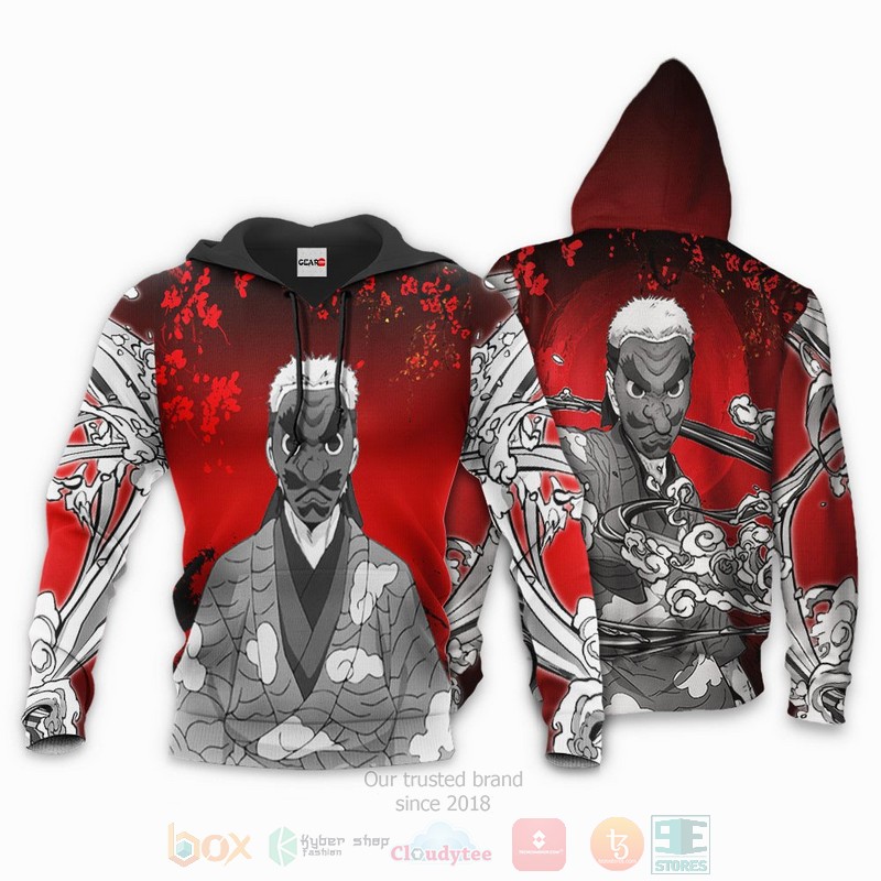 BEST Anime Sakonji Urokodaki Kimetsu Red All Over Print Hoodie-Bomber Jacket 3 Sakonji Urokodaki Custom Kimetsu Anime Red 3D Hoodie Bomber Jacket 1 2