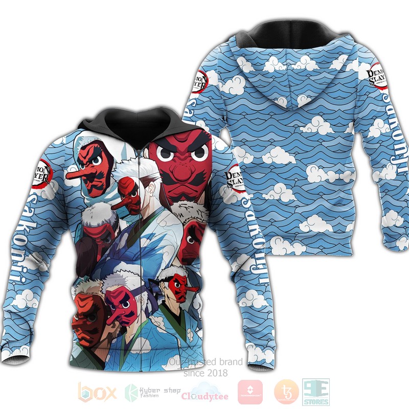 Sakonji Zip Kimetsus Anime 3D Zip Hoodie