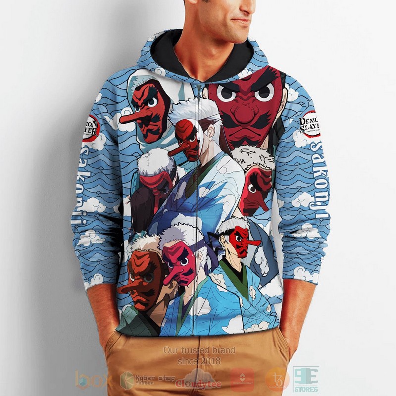 Sakonji Zip Kimetsus Anime 3D Zip Hoodie 1