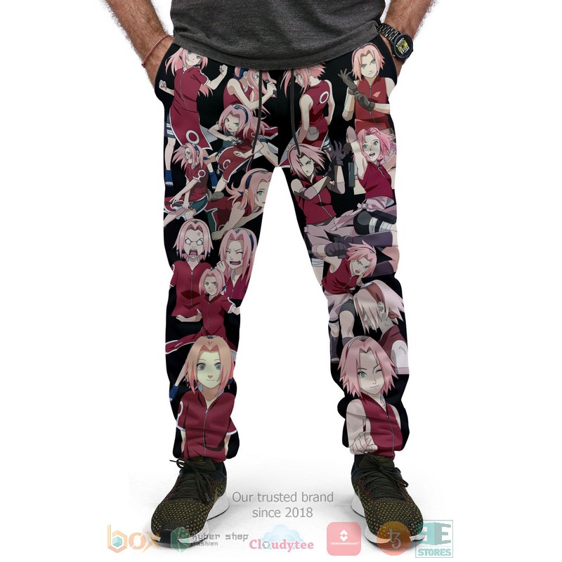 BEST Sakura Haruno Fleece Naruto Characters Anime Longpants 4 Sakura Haruno Fleece Naruto Characters Anime Jogger longpants 1 2 3