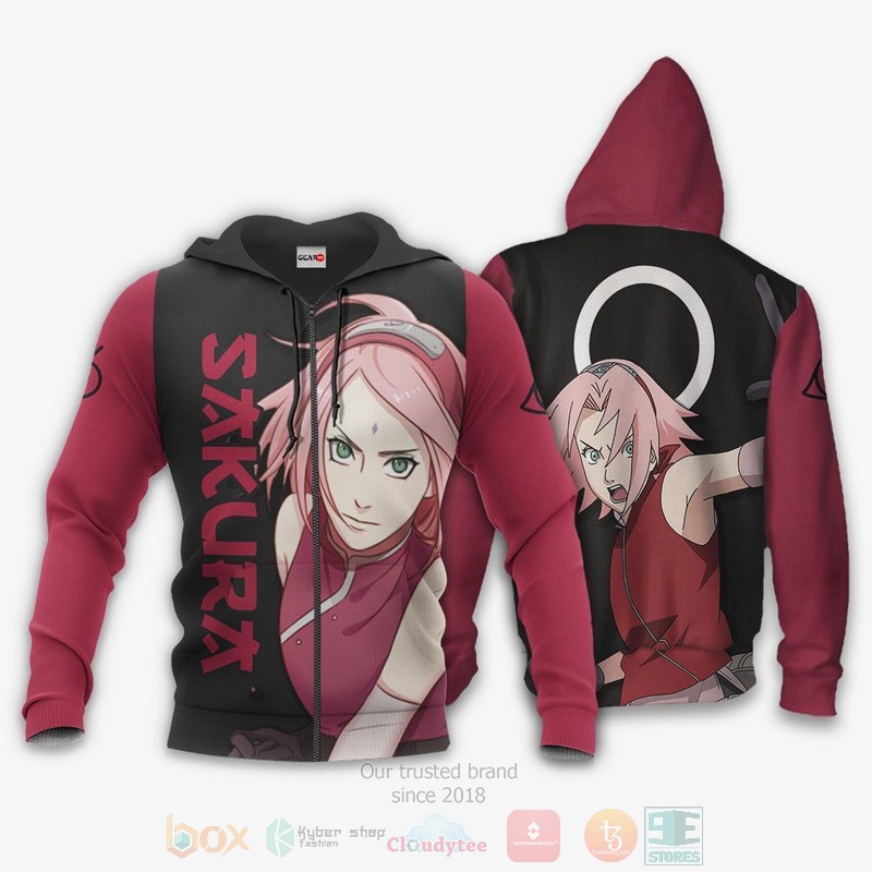 BEST Anime Sakura Haruno Naruto All Over Print Hoodie-Bomber Jacket 1 Sakura Haruno Naruto Anime 3D Hoodie Bomber Jacket