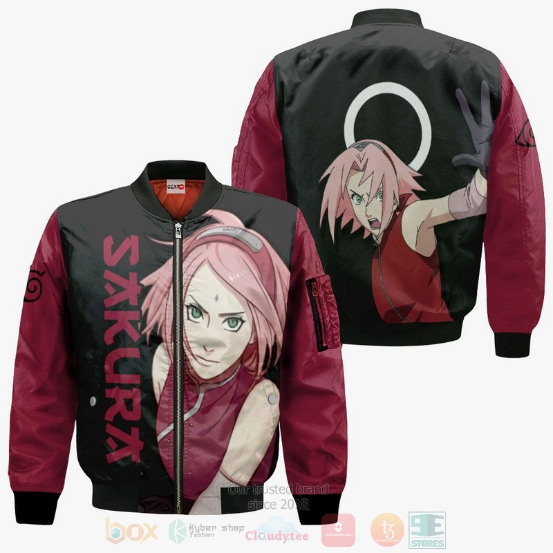 BEST Anime Sakura Haruno Naruto All Over Print Hoodie-Bomber Jacket 4 Sakura Haruno Naruto Anime 3D Hoodie Bomber Jacket 1 2 3
