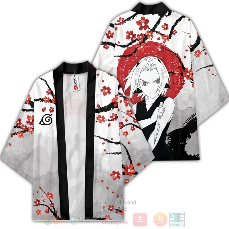 Sakura Haruno Naruto Anime White Inspired Kimono