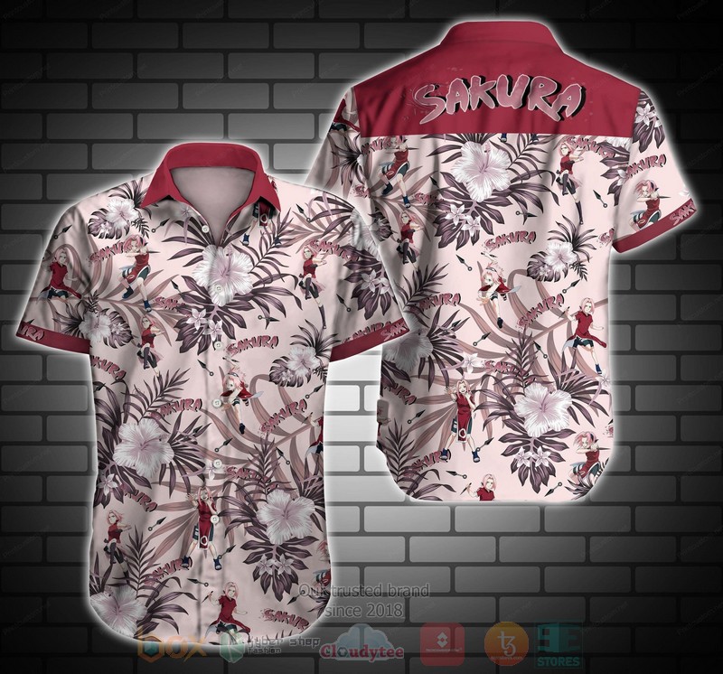 BEST Sakura Haruno All Over Print Aloha Shirt 1 Sakura Haruno Short Sleeve Hawaiian Shirt