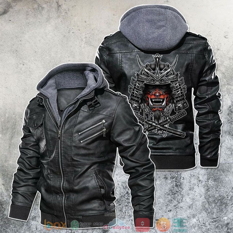 Samurai Devil Mask Motorcycle Leather Jacket