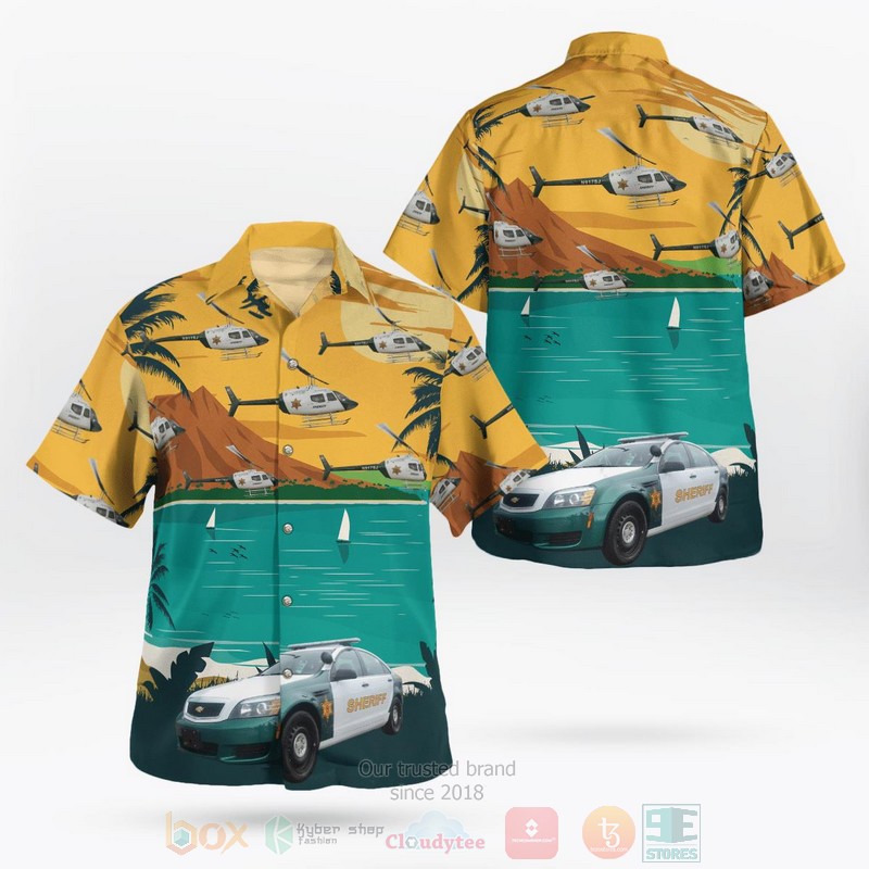 BEST San Juan County, New Mexico Sheriff 2015 Chevy Caprice PPV & Bell OH58 Helicopters 3D Aloha Shirt word3