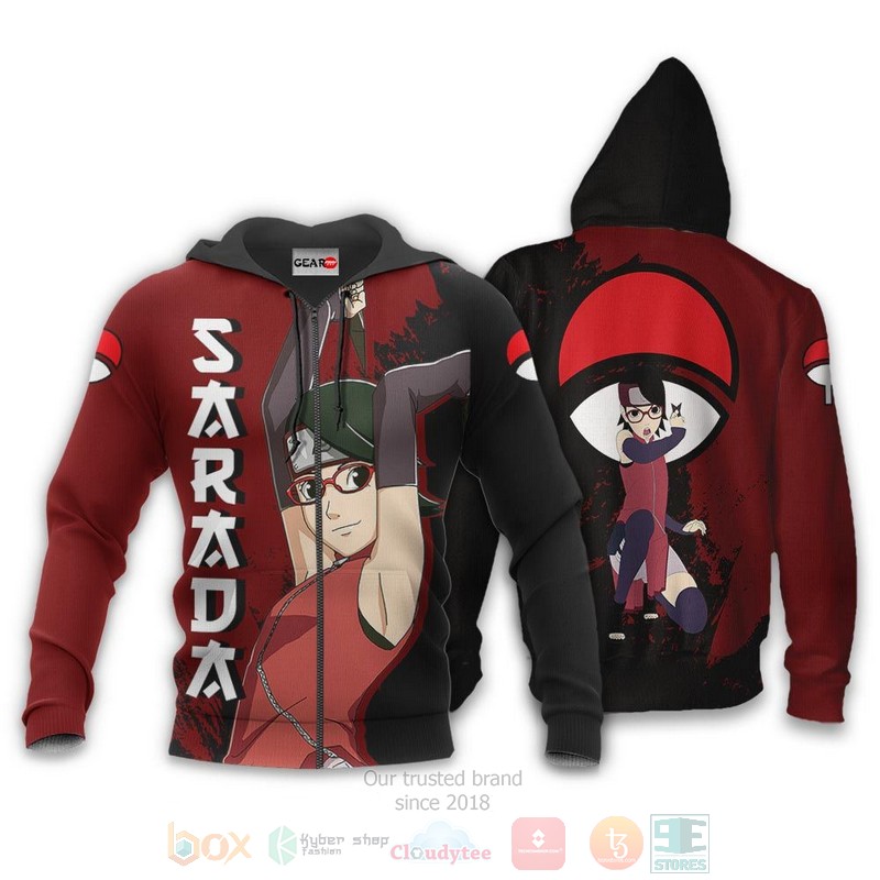 BEST Anime Sarada Uchiha BRT All Over Print Hoodie-Bomber Jacket 1 Sarada Uchiha Custom BRT Anime 3D Hoodie Bomber Jacket
