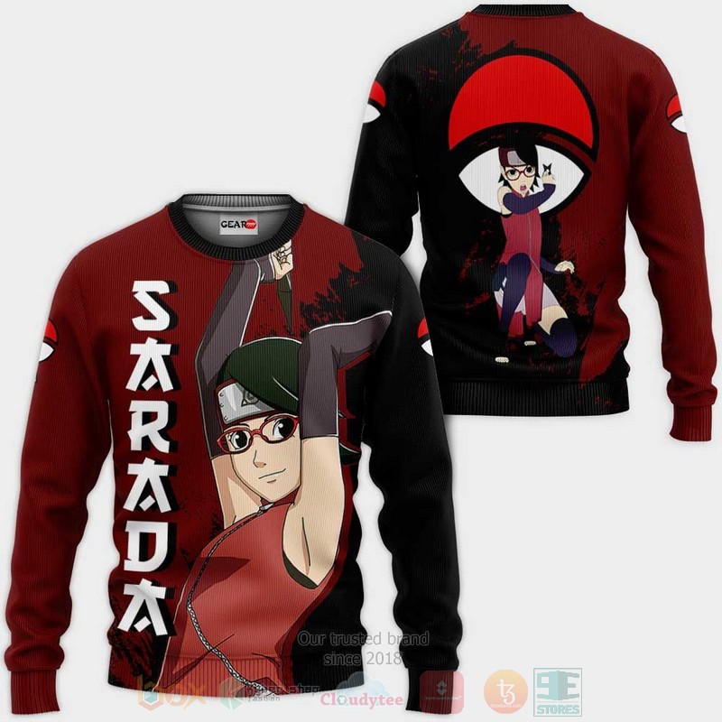 BEST Anime Sarada Uchiha BRT All Over Print Hoodie-Bomber Jacket 2 Sarada Uchiha Custom BRT Anime 3D Hoodie Bomber Jacket 1