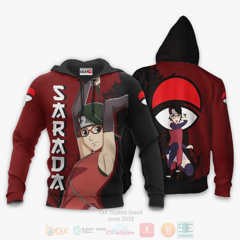BEST Anime Sarada Uchiha BRT All Over Print Hoodie-Bomber Jacket 3 Sarada Uchiha Custom BRT Anime 3D Hoodie Bomber Jacket 1 2