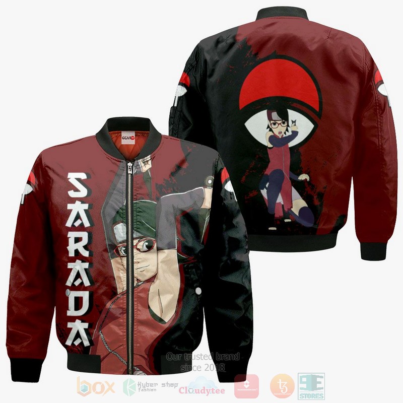 BEST Anime Sarada Uchiha BRT All Over Print Hoodie-Bomber Jacket 4 Sarada Uchiha Custom BRT Anime 3D Hoodie Bomber Jacket 1 2 3