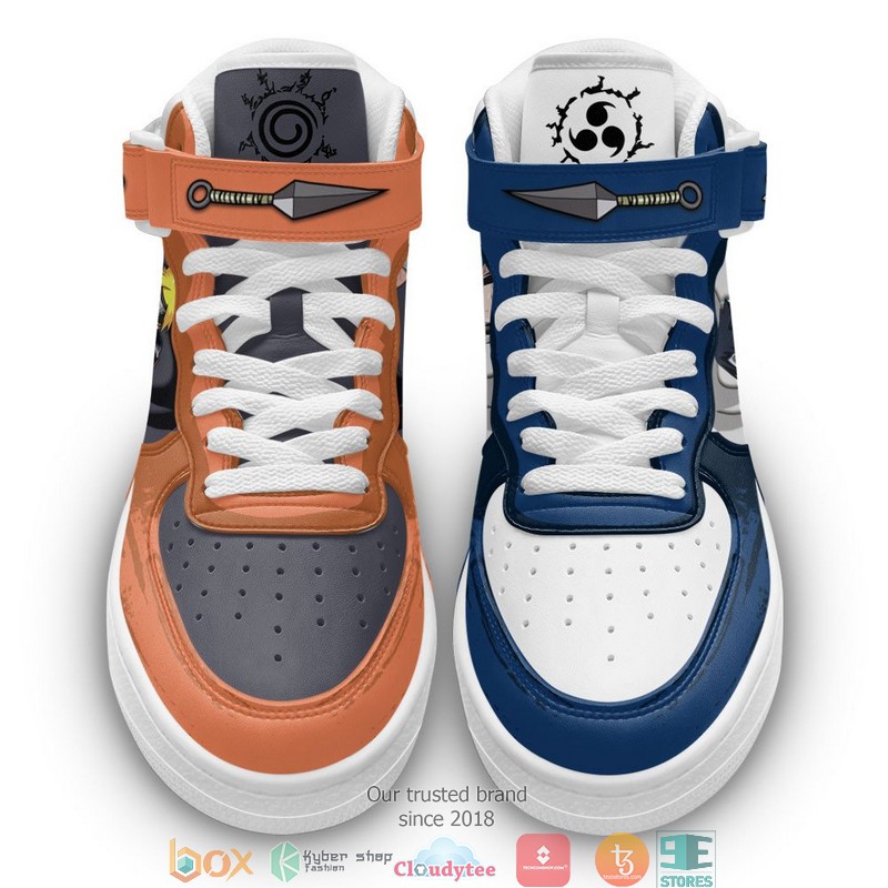 Sasuke Uchiha and Nrt Uzumaki Young Anime High Air Force Shoes 1 2