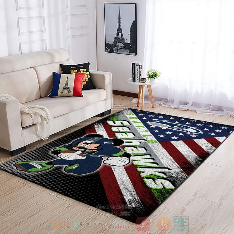 Seattle Seahawks NFL Team Logo Mickey Us Area Rugs