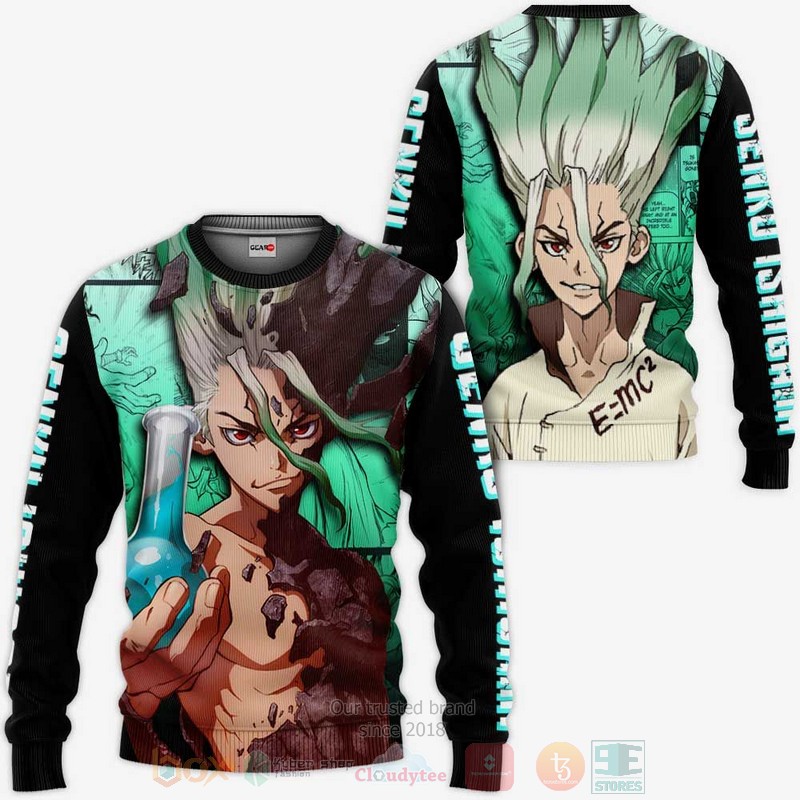 BEST Anime Senku Ishigamis Dr Stone All Over Print Hoodie-Bomber Jacket 2 Senku Ishigamis Dr Stone Anime 3D Hoodie Bomber Jacket 1