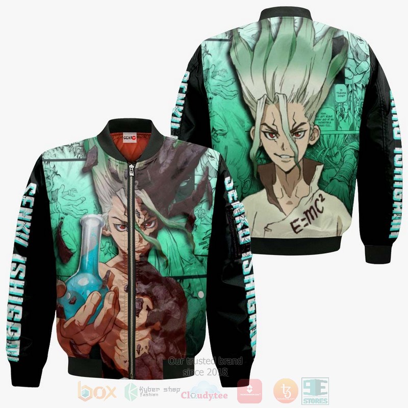 BEST Anime Senku Ishigamis Dr Stone All Over Print Hoodie-Bomber Jacket 4 Senku Ishigamis Dr Stone Anime 3D Hoodie Bomber Jacket 1 2 3