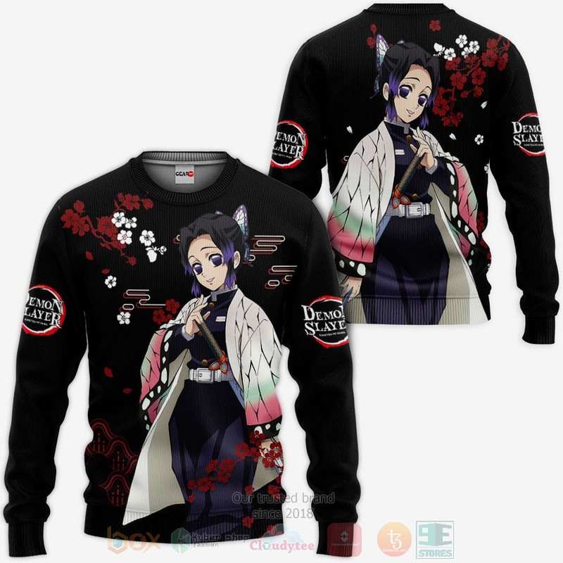 BEST Anime Shinobu Kocho Kimetsu Black All Over Print Hoodie-Bomber Jacket 2 Shinobu Kocho Custom Kimetsu Anime Black 3D Hoodie Bomber Jacket 1