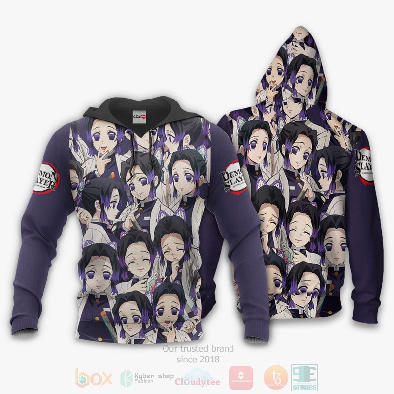 BEST Anime Shinobu Kocho Kimetsu Purple All Over Print Hoodie-Bomber Jacket 3 Shinobu Kocho Custom Kimetsu Anime Purple 3D Hoodie Bomber Jacket 1 2
