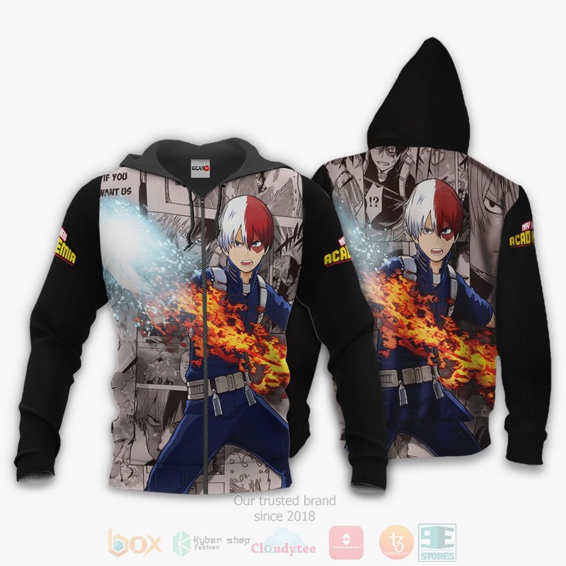 Shouto Todoroki Custom My Hero Academia Anime 3D Hoodie Bomber Jacket