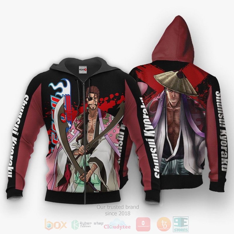 Shunsui Kyorakus Bleach Anime 3D Hoodie Bomber Jacket