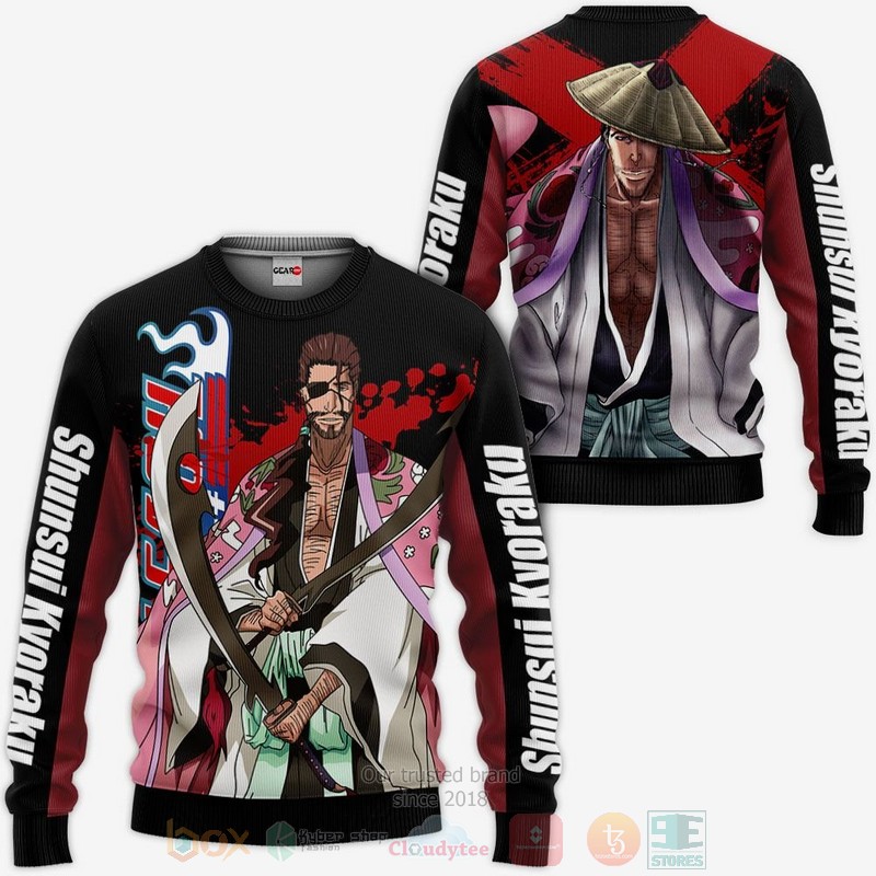 BEST Anime Shunsui Kyorakus Bleach All Over Print Hoodie-Bomber Jacket 2 Shunsui Kyorakus Bleach Anime 3D Hoodie Bomber Jacket 1