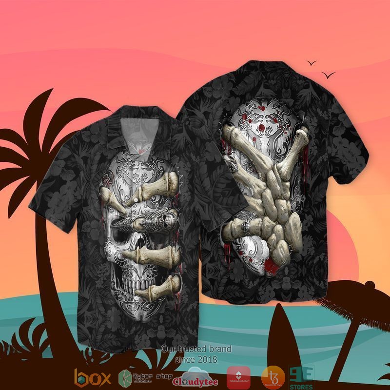 Skeleton 2 Short Sleeve Hawaiian Shirt