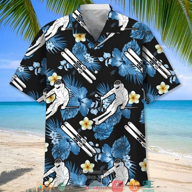 Skiing Lover Tropical Print Short Sleeve Hawaiian Shirt 1 Skiing Lover Tropical Print Short Sleeve Hawaiian Shirt