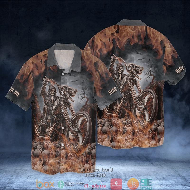 Skull And Biker Ride Or Die Gift Short Sleeve Hawaiian Shirt 2 Skull And Biker Ride Or Die Gift Short Sleeve Hawaiian Shirt