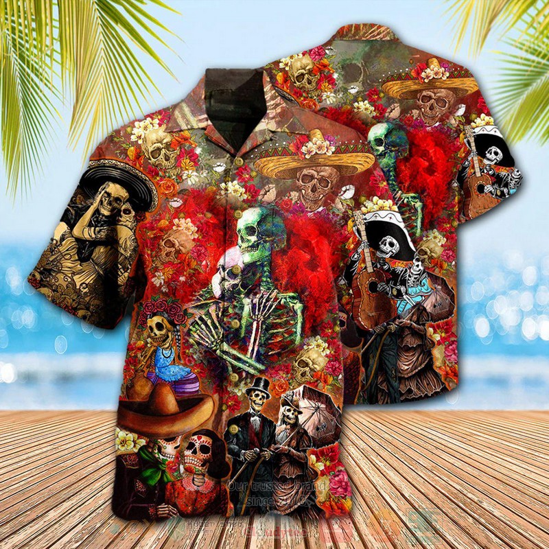 BEST Skull Couple Dead Day 3D Aloha Shirt word3