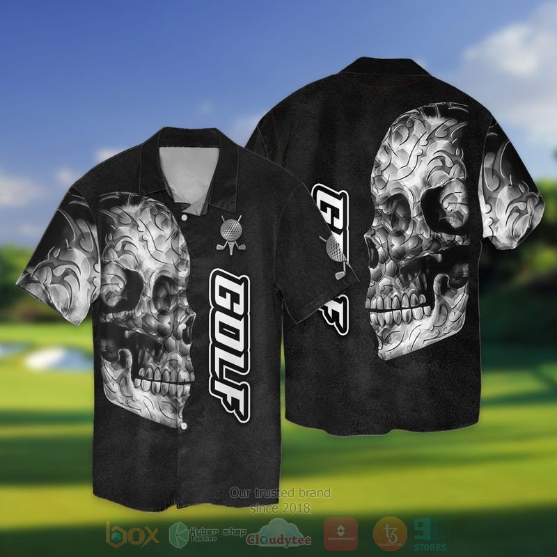 BEST Skull Golf All Over Print Aloha Shirt 3 Skull Golf Short Sleeve Hawaiian Shirt