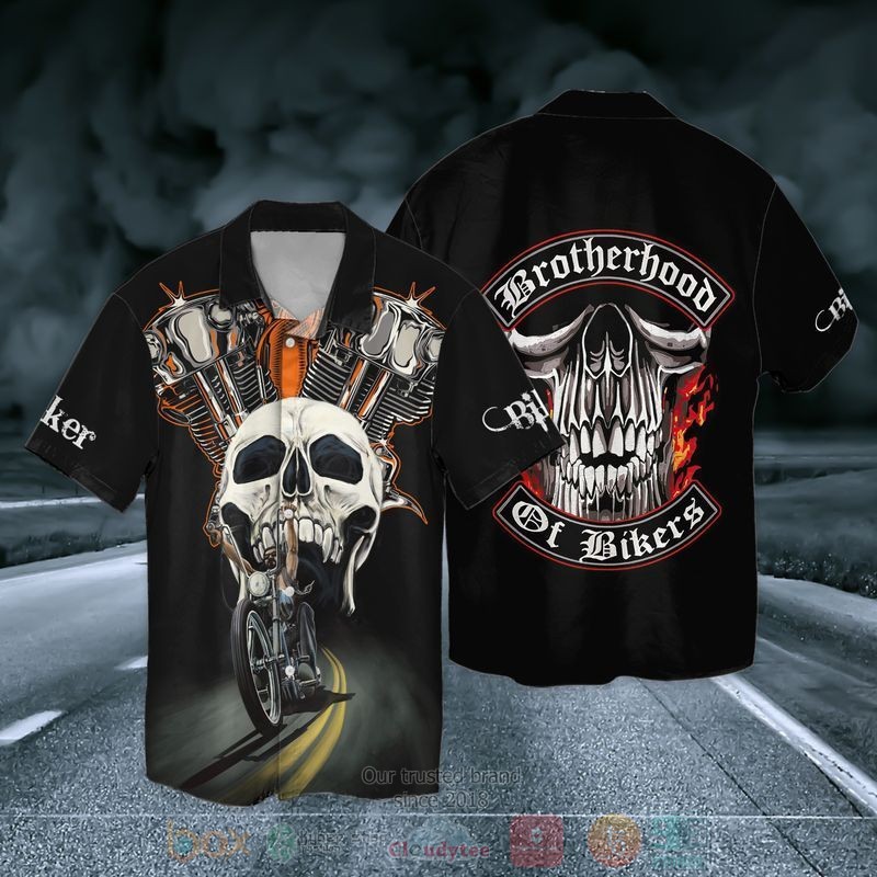 BEST Skull Motorcycle Brotherhood Of Bikers All Over Print Aloha Shirt 2 Skull Motorcycle Brotherhood Of Bikers Short Sleeve Hawaiian Shirt