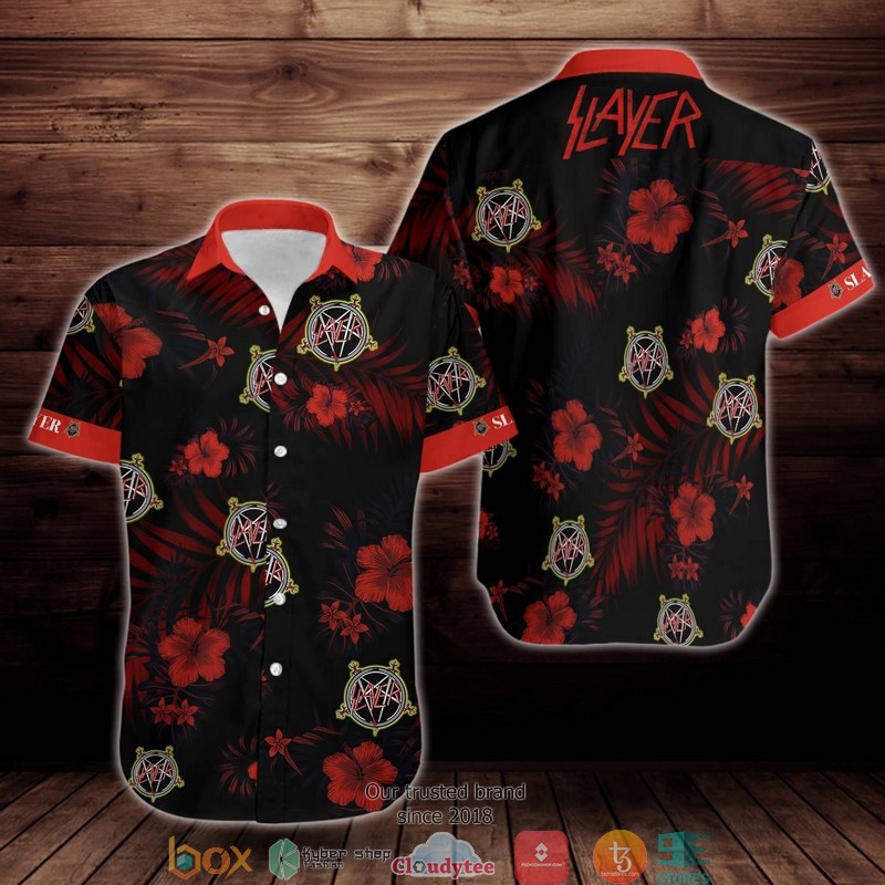 Slayer Rock Band Music Flower Short Sleeve Hawaiian Shirt 2 Slayer Rock Band Music Flower Short Sleeve Hawaiian Shirt