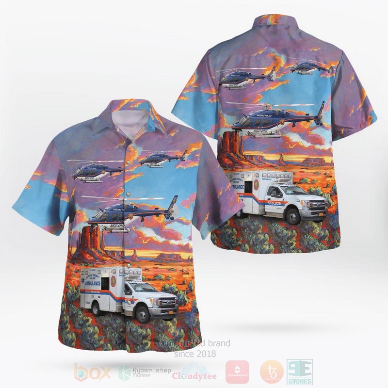 BEST Nassau County Police, New York 3D Aloha Shirt word3