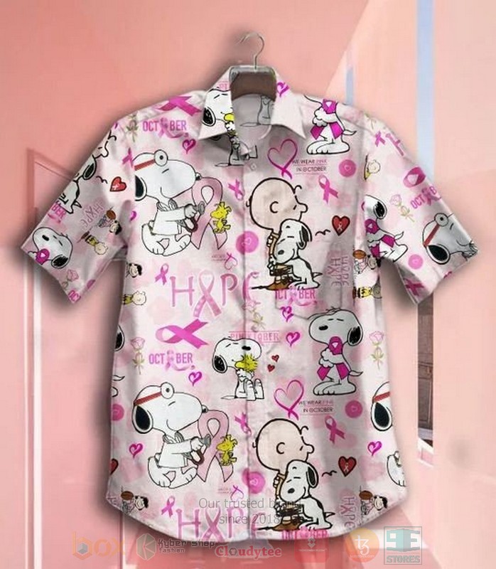 BEST Snoopy Breast Cancer Awareness Pink All Over Print Aloha Shirt 2 Snoopy Breast Cancer Awareness Pink Short Sleeve Hawaiian Shirt
