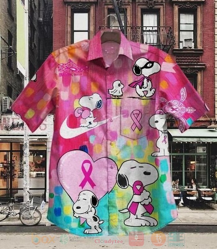 Snoopy Breast Cancer Awareness Short Sleeve Hawaiian Shirt