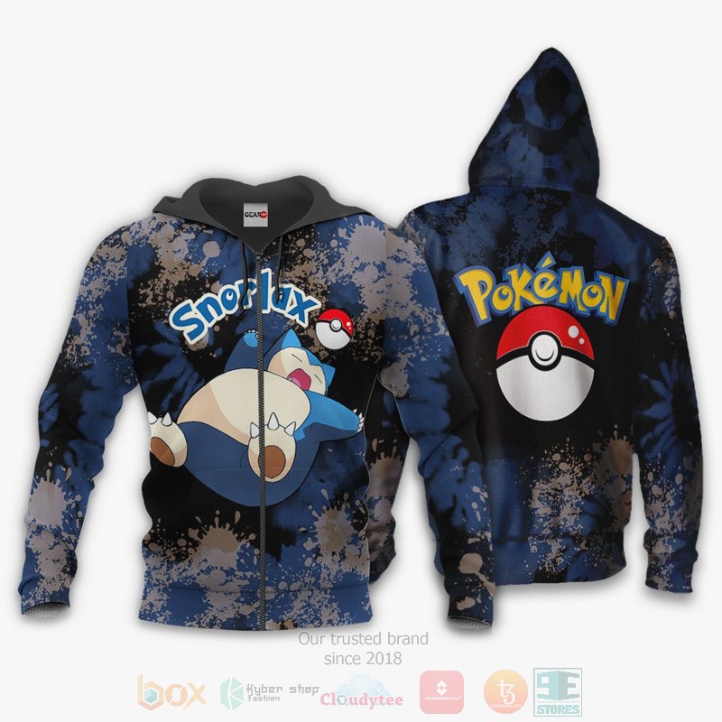 Snorlax Custom Pokemon Anime Tie Dye 3D Hoodie Bomber Jacket