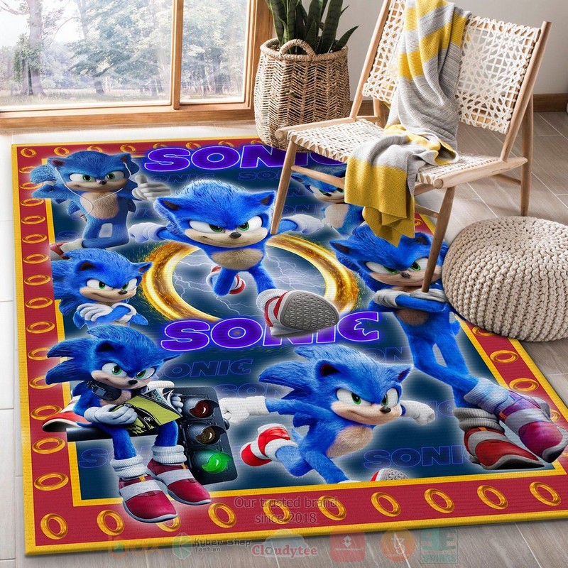 Sonic Cartoon Red Area Rugs 1