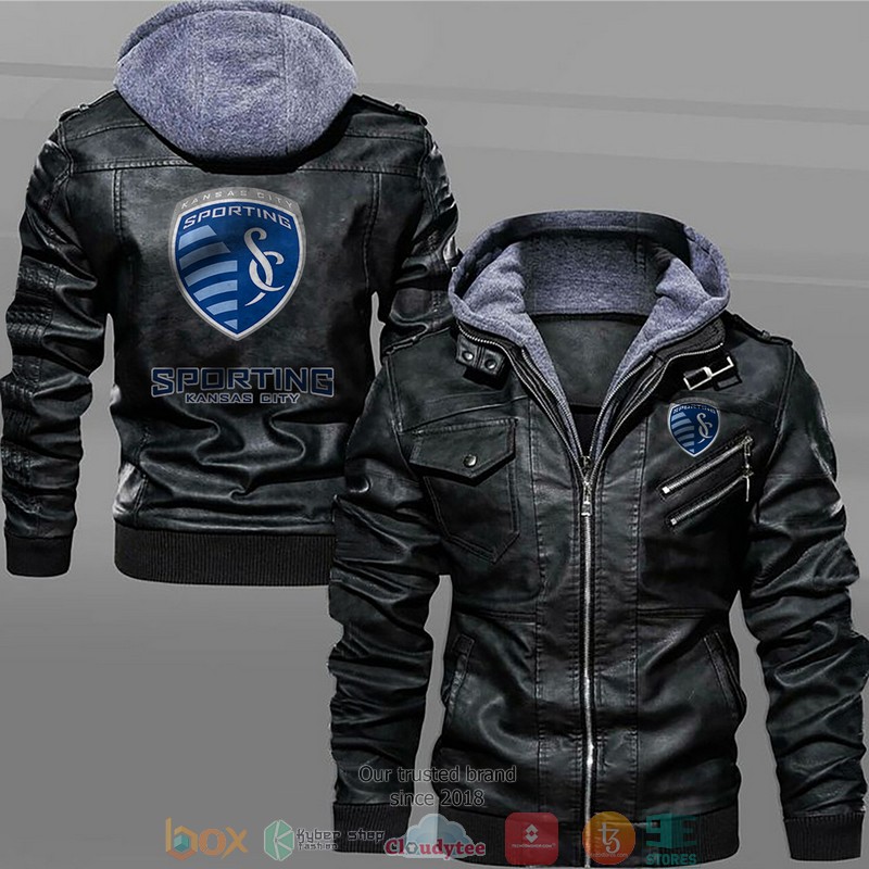 Sporting Kansas City Black Brown Leather Jacket