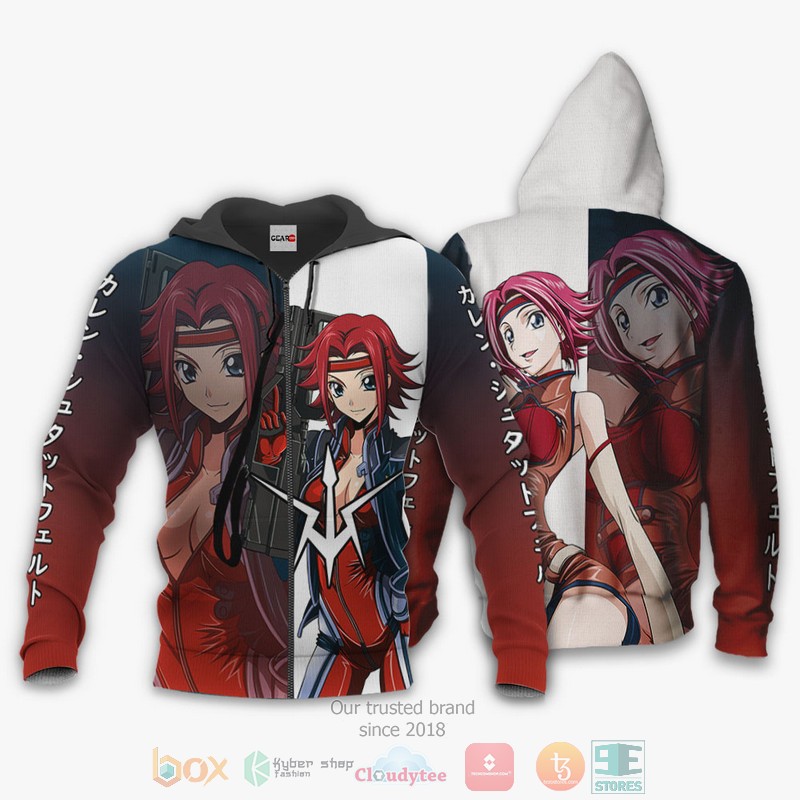 NEW Stadtfeld Kallen Code Geass Anime Full Printed 3D Sweater, Hoodie 1 Stadtfeld Kallen Code Geass Anime 3D Hoodie Bomber Jacket