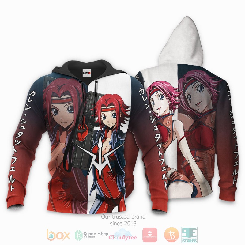 NEW Stadtfeld Kallen Code Geass Anime Full Printed 3D Sweater, Hoodie 3 Stadtfeld Kallen Code Geass Anime 3D Hoodie Bomber Jacket 1 2