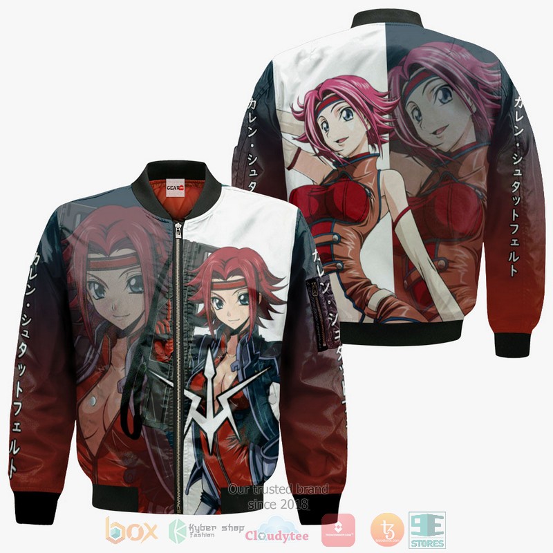 NEW Stadtfeld Kallen Code Geass Anime Full Printed 3D Sweater, Hoodie 4 Stadtfeld Kallen Code Geass Anime 3D Hoodie Bomber Jacket 1 2 3