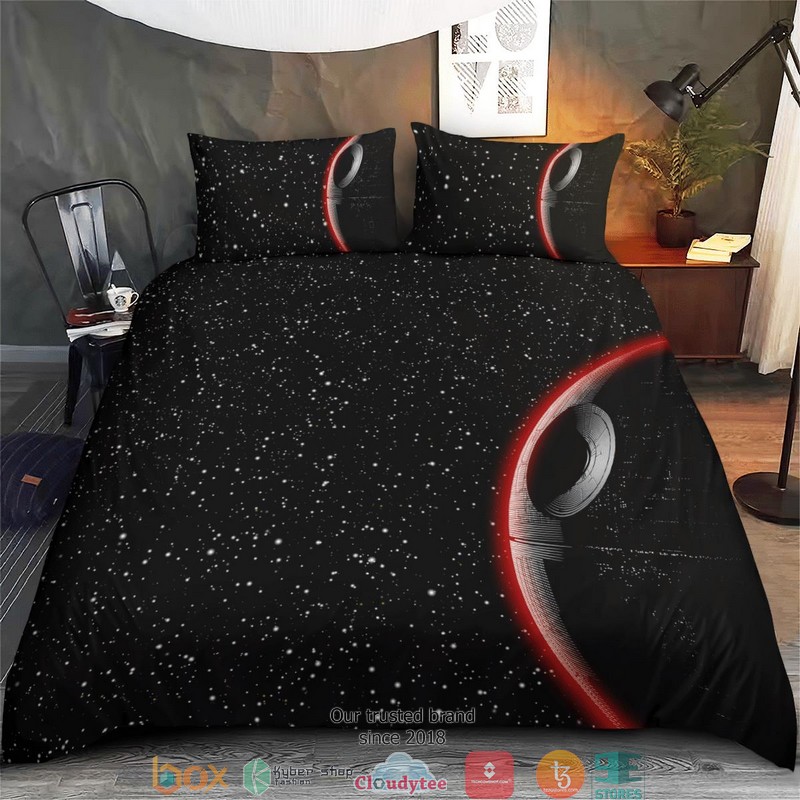 Star Space Black Red Galaxy Bedding Set