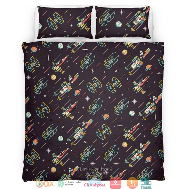 Star Space Dark Purple Bedding Set 4 Star Space Dark Purple Bedding Set 1 2 3