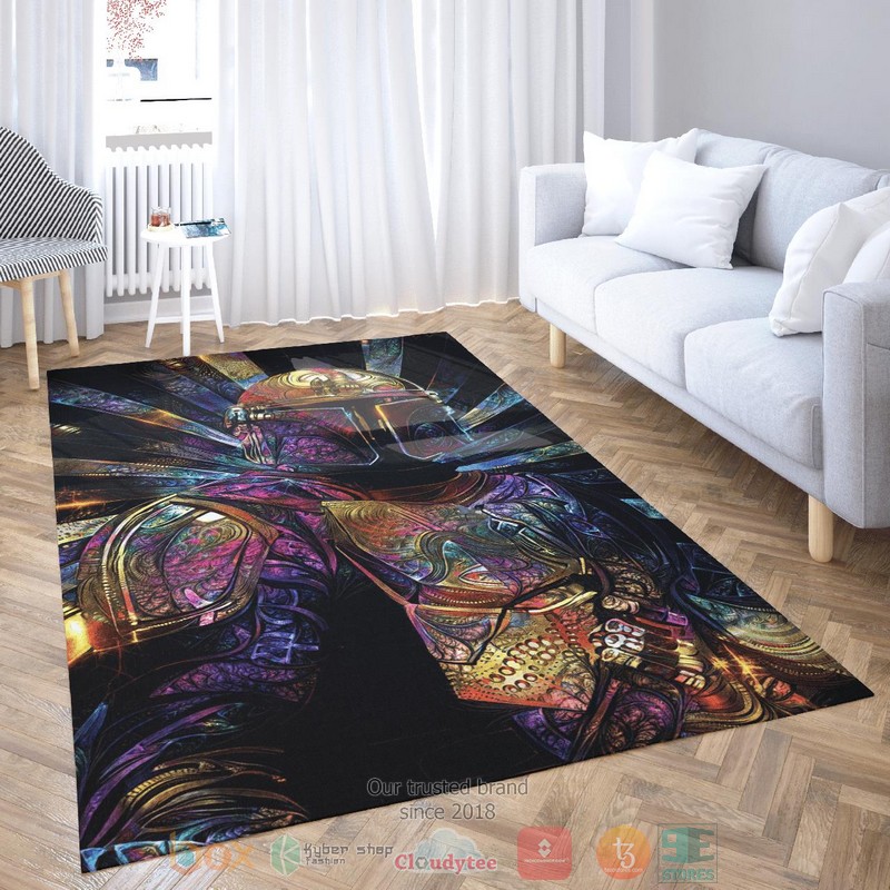 BEST Star War The Mandalorian art pink black rectangle carpet 2 Star War The Mandalorian art pink black rug 1