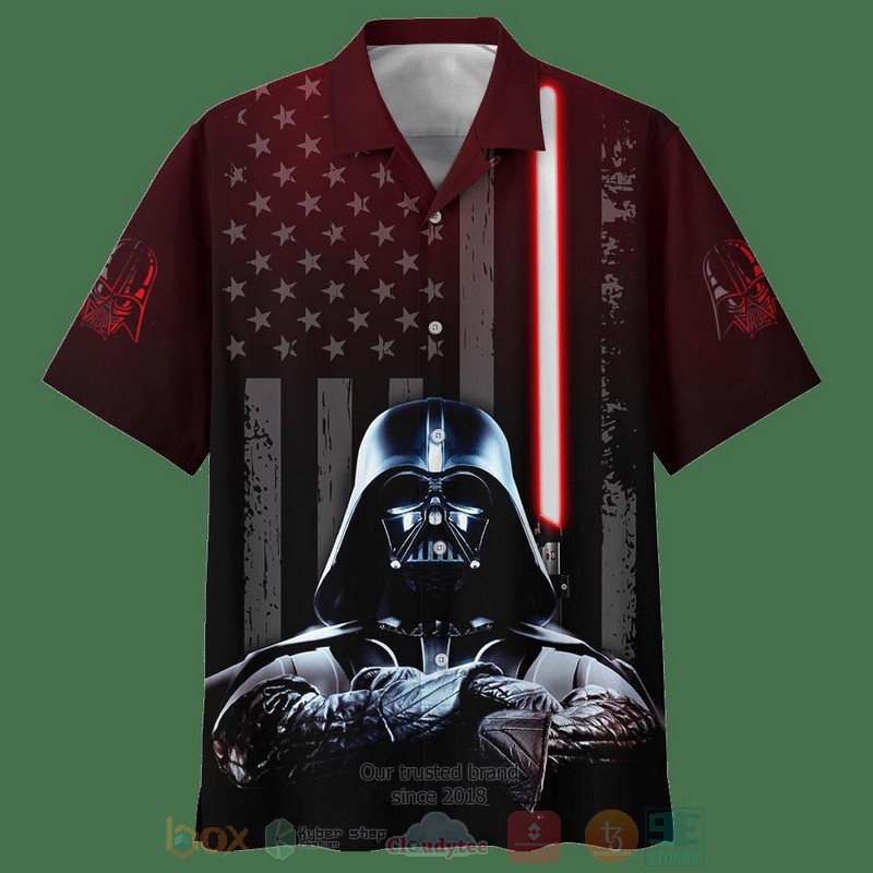 BEST Star Wars Darth Vader American Flag All Over Print Aloha Shirt 1 Star Wars Darth Vader American Flag Short Sleeve Hawaiian Shirt