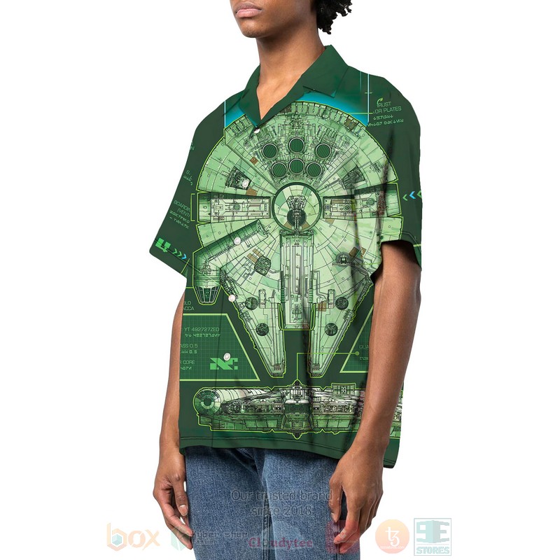 BEST Star Wars Movies Millennium Falcon Green 3D Aloha Shirt 2 Star Wars Millennium Falcon Green Hawaiian Shirt 1