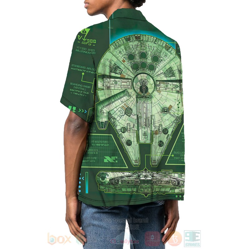 BEST Star Wars Movies Millennium Falcon Green 3D Aloha Shirt 3 Star Wars Millennium Falcon Green Hawaiian Shirt 1 2