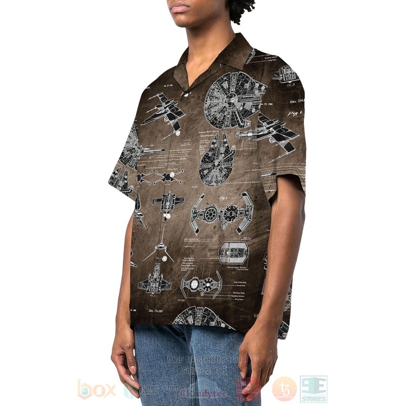 BEST Star Wars Movies Patent Grey 3D Aloha Shirt 1 Star Wars Patent Grey Hawaiian Shirt